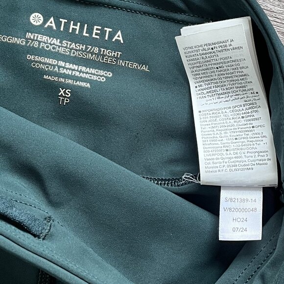 Athleta Interval Stash 7/8 Legging With Pockets Green - Picture 3 of 5